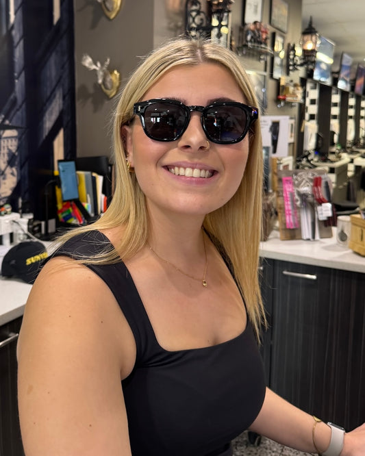 Mariah Wearing SUNVIBE Soho Gloss Black Sunglasses