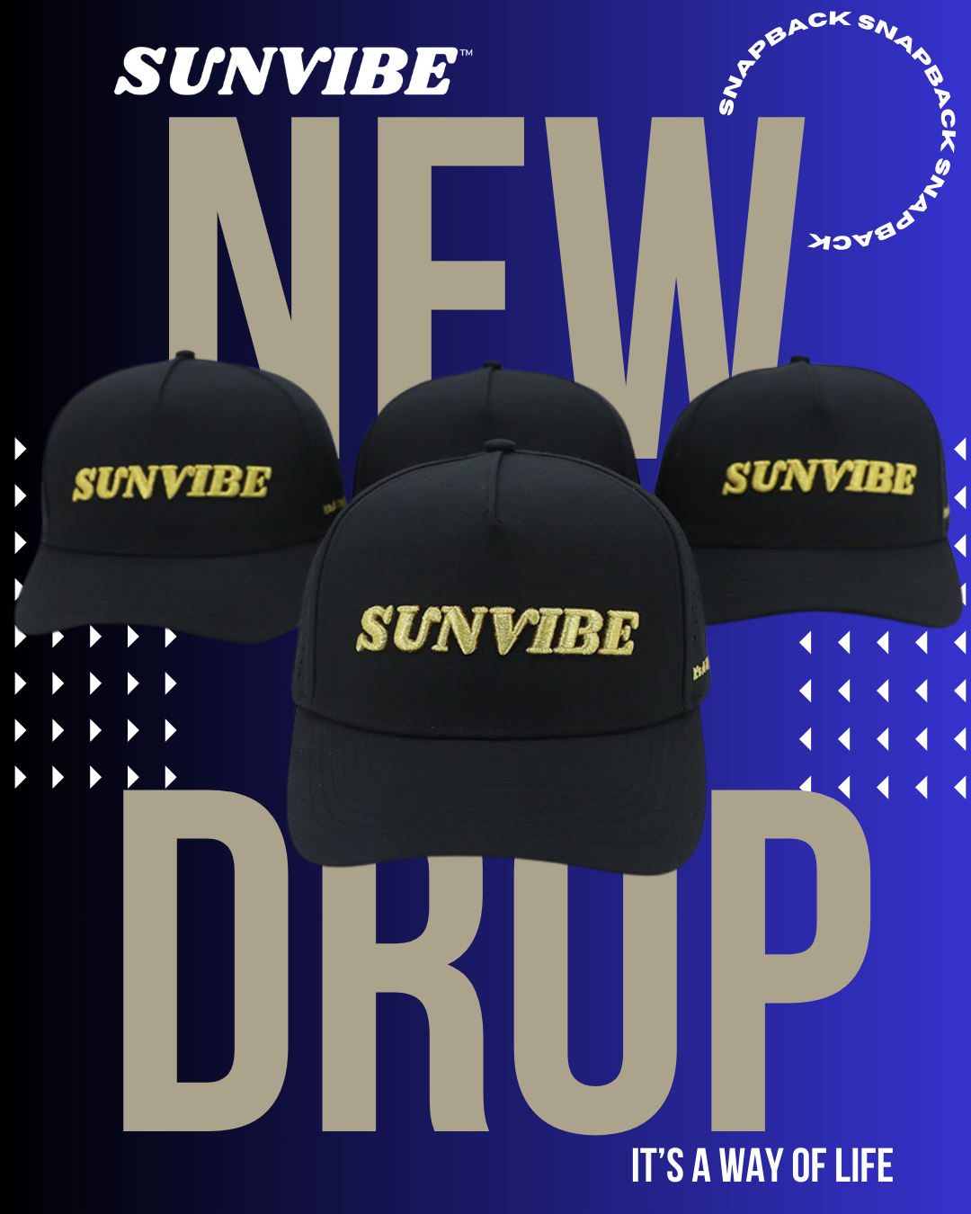 NEW DROP Sunvibe Black It's A Way Of Life Snap Back Cap Pic1