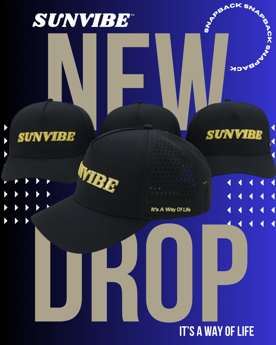 NEW DROP Sunvibe Black It's A Way Of Life Snap Back Cap